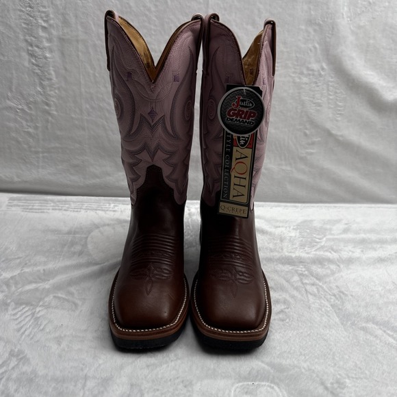 Justin AQHA Lifestyle Q-Crepe Western boot Walnut/Pink (L7011), women's Sz. 6.5B - Picture 1 of 13